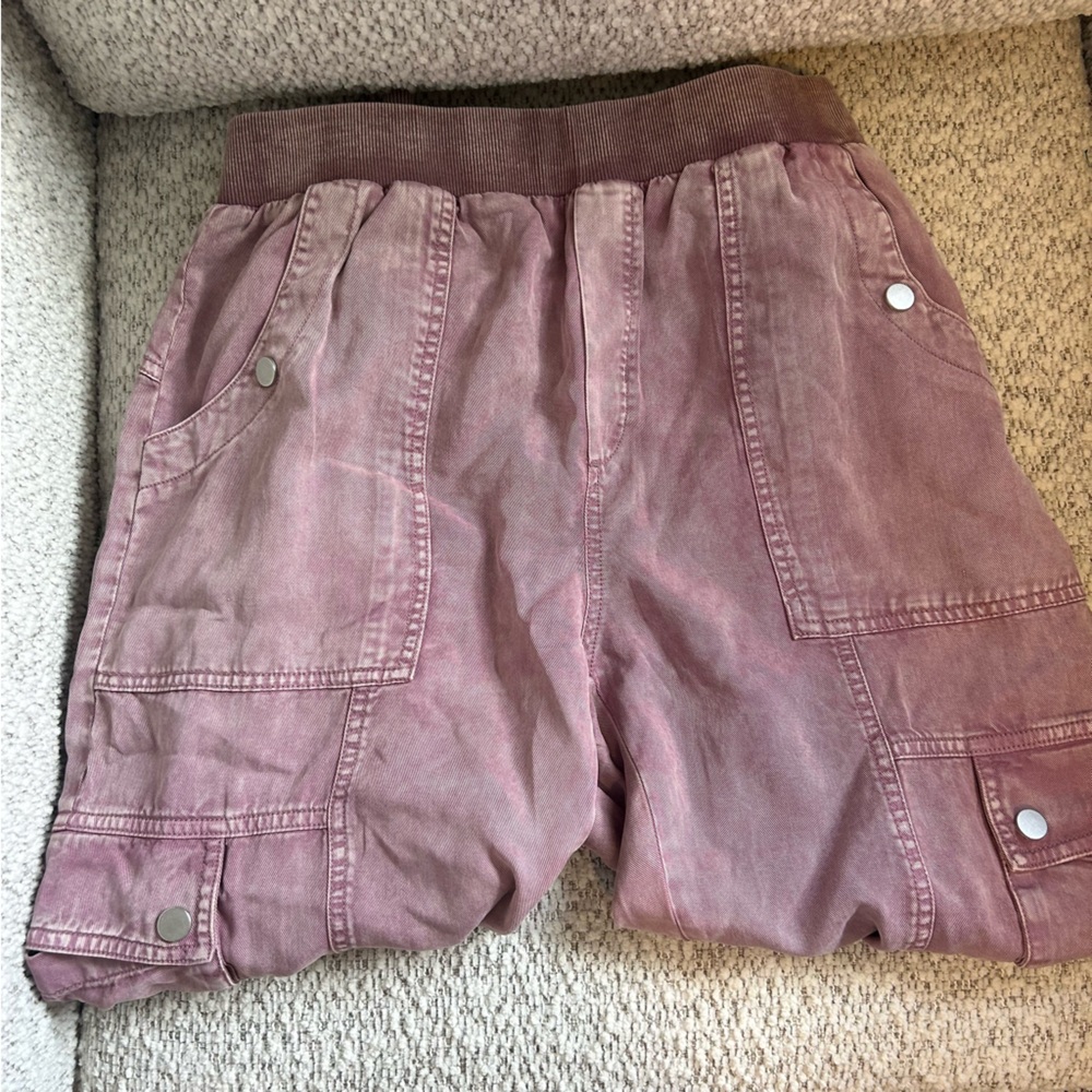 Anthropologie Women's pink mauve Lavender Cargo jogger Pants buttons - Picture 9 of 9